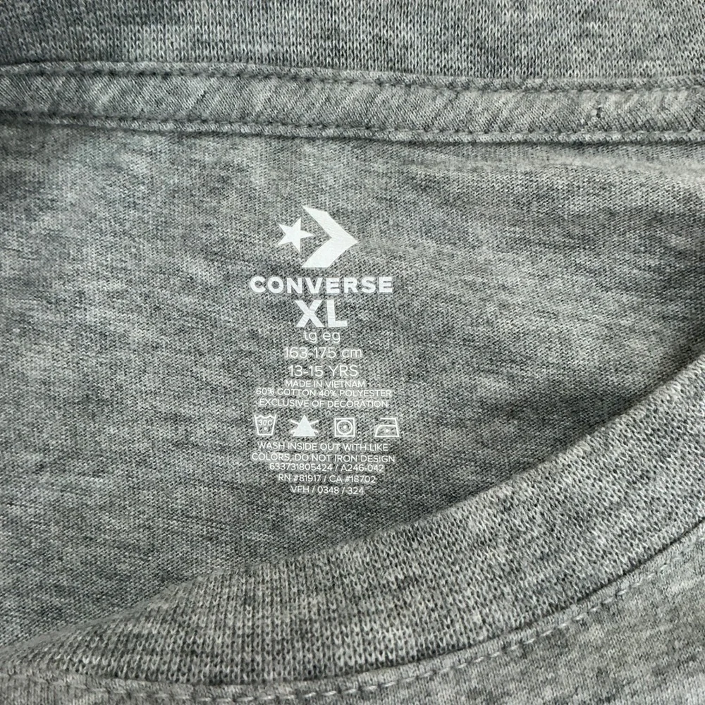 Converse All Star Boys XL Gray Heather Graphic T-Shirt Chuck Taylor Sneaker Logo